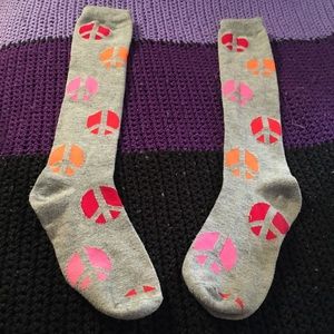 Peace✌️logo ☮️ knee high socks. Lightly used